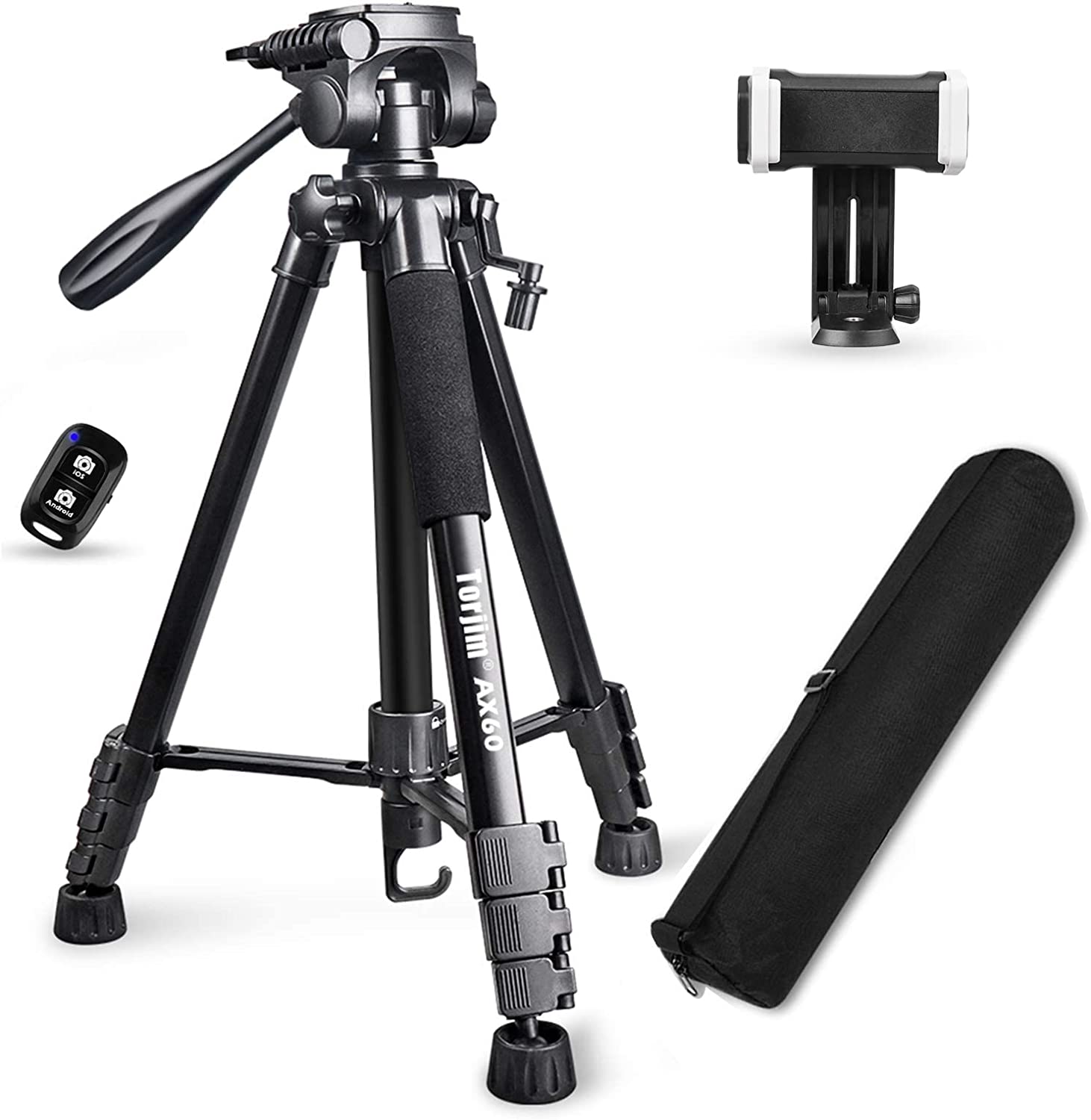 Torjim 60” Professional Camera Tripod with Carry Bag